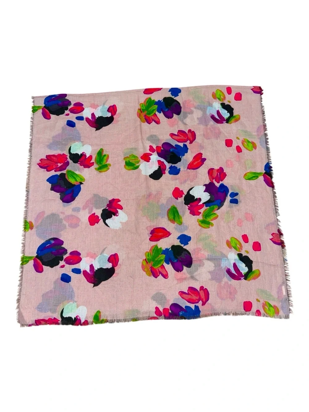 Banana Republic Pink Abstract Floral Lightweight Women's Wrap Scarf Sz 72x72”